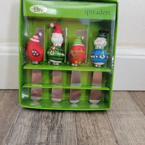 Boston Warehouse Set of 4 Christmas Winter Cheese Butter Spreader 2015
